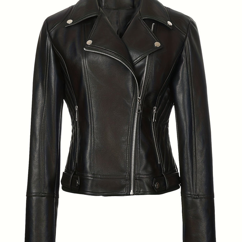 Biker Jacket Faux Leather Asymmetric Zip