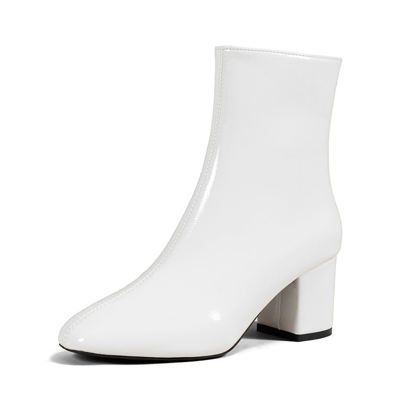 Ankle Boots Faux Leather Block Heel — view 7