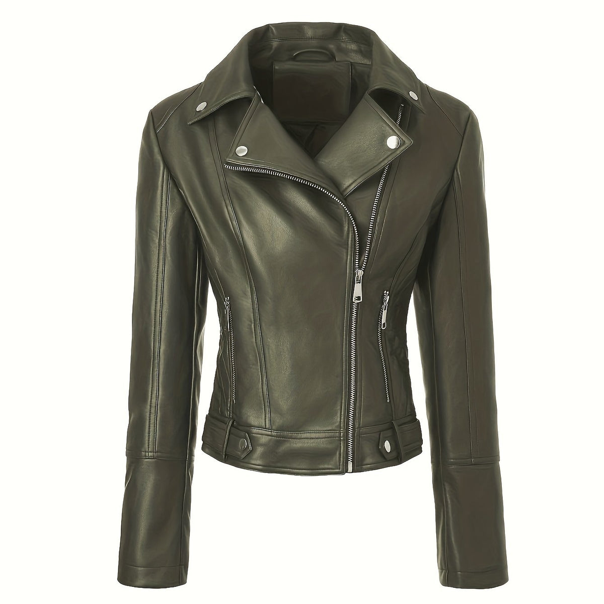 Biker Jacket Faux Leather Asymmetric Zip