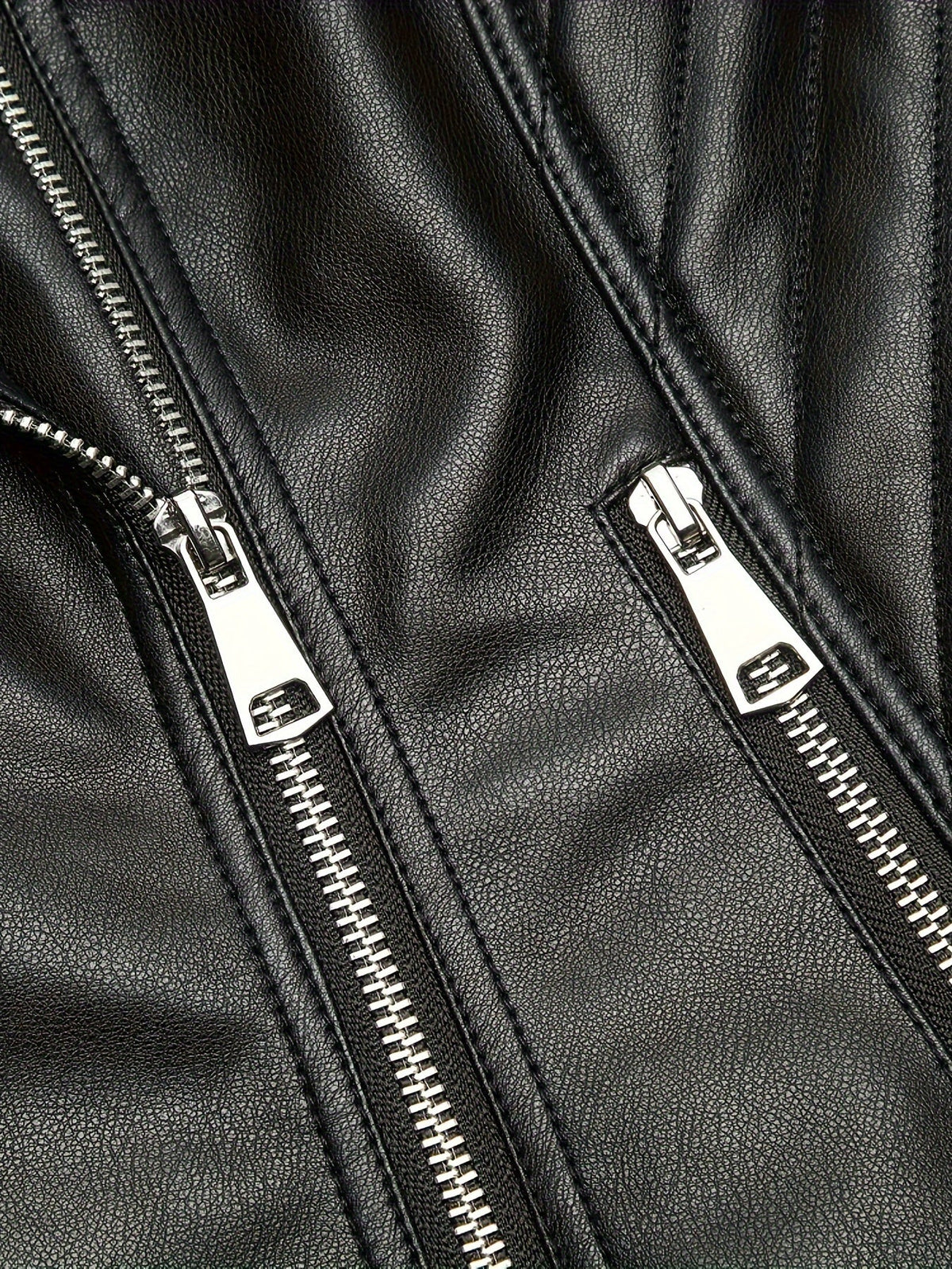 Biker Jacket Faux Leather Asymmetric Zip — view 6