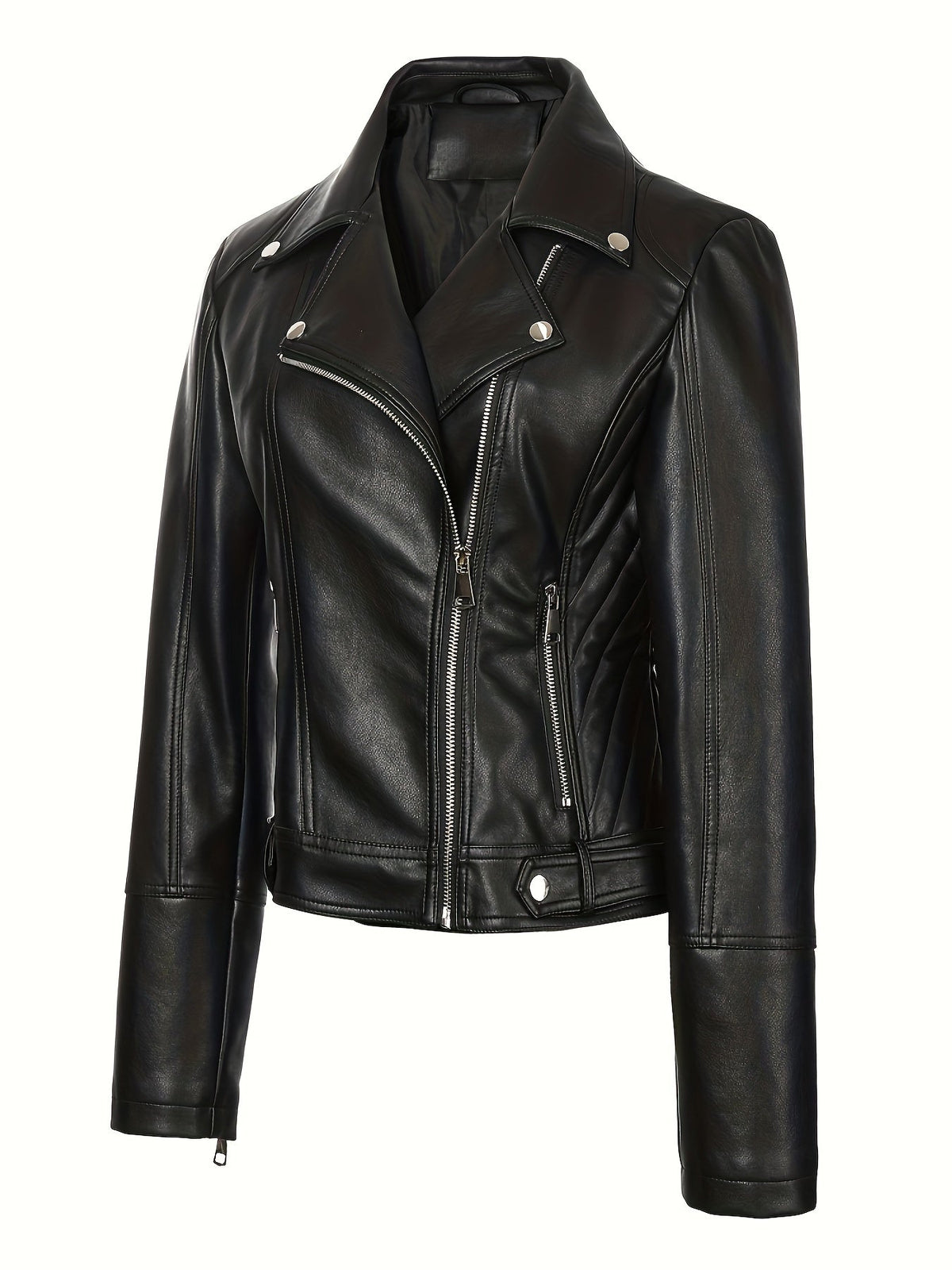 Biker Jacket Faux Leather Asymmetric Zip — view 2