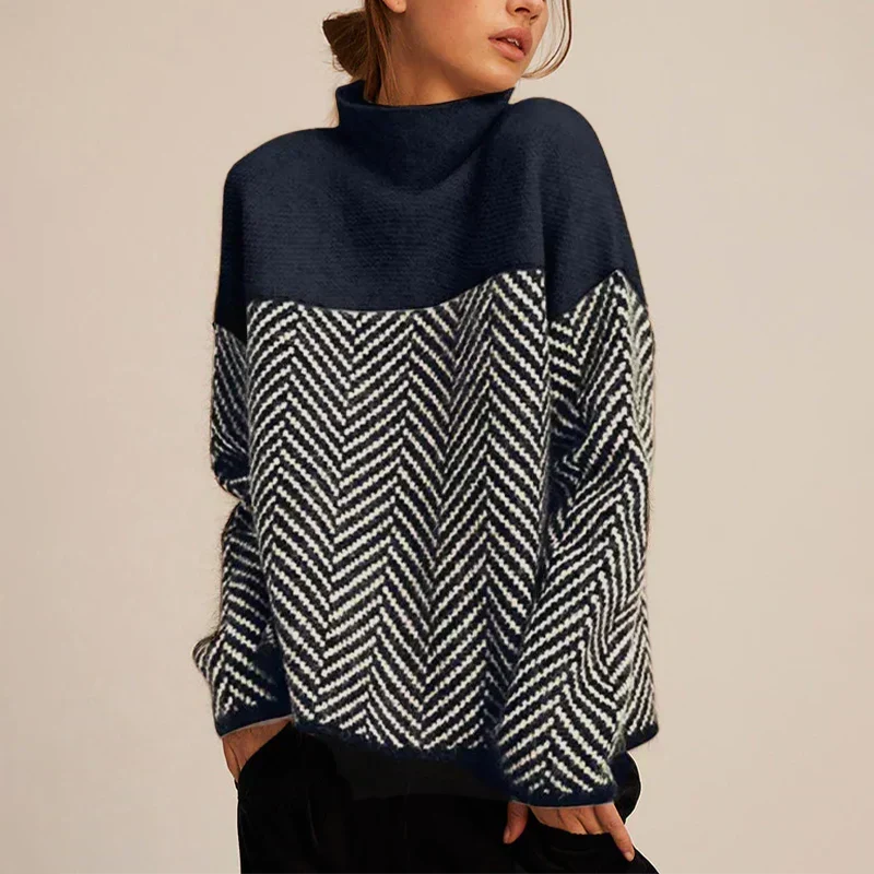 Turtleneck Wool Jumper Herringbone — view 4