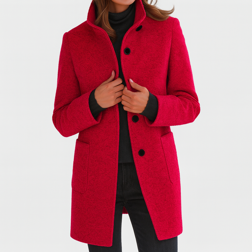 Wool Coat Stand Collar Belted — view 6