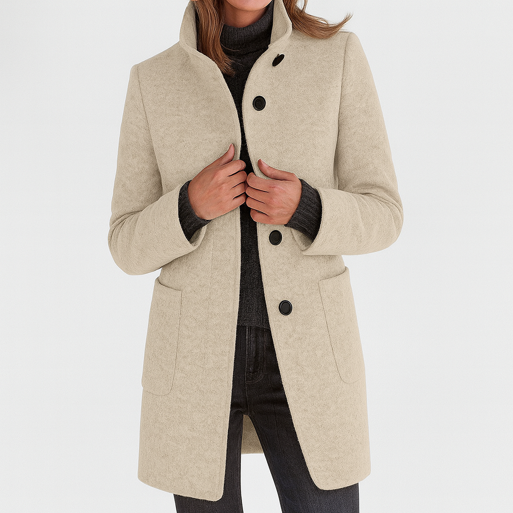 Wool Coat Stand Collar Belted — view 9