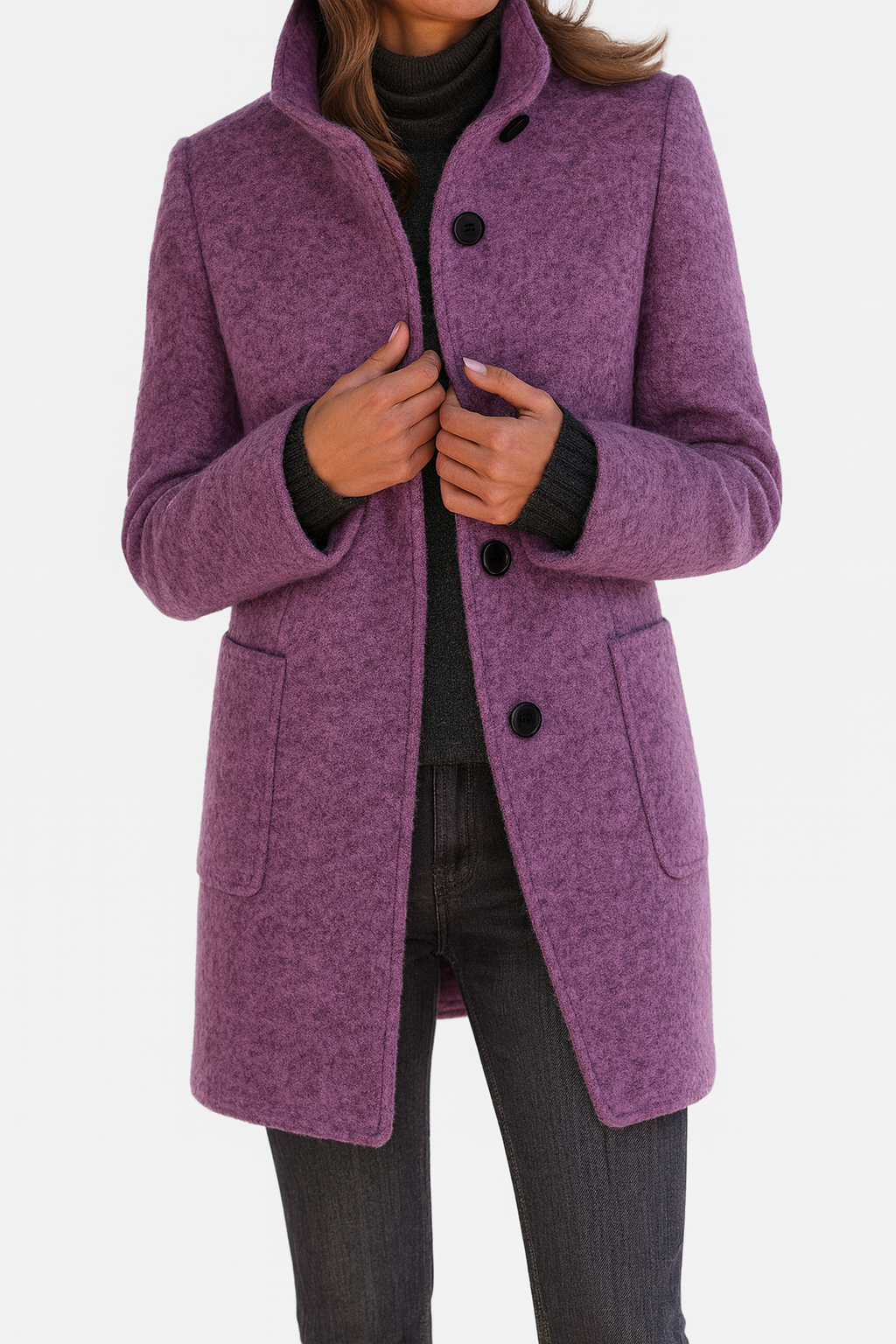 Wool Coat Stand Collar Belted — view 5