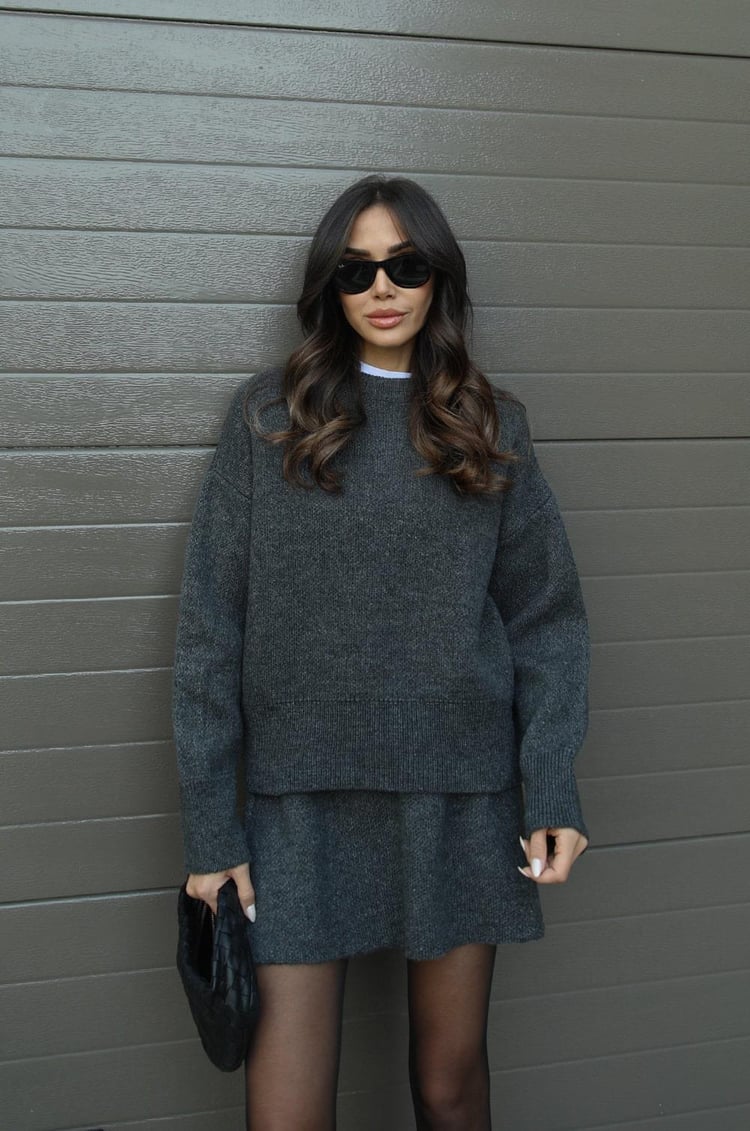Knit Two-Piece Set Sweater Mini Skirt — view 3
