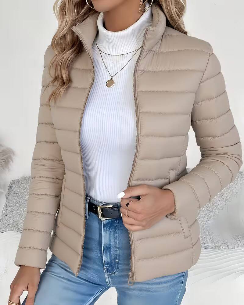Puffer Jacket Lightweight Stand Collar Zip — view 3