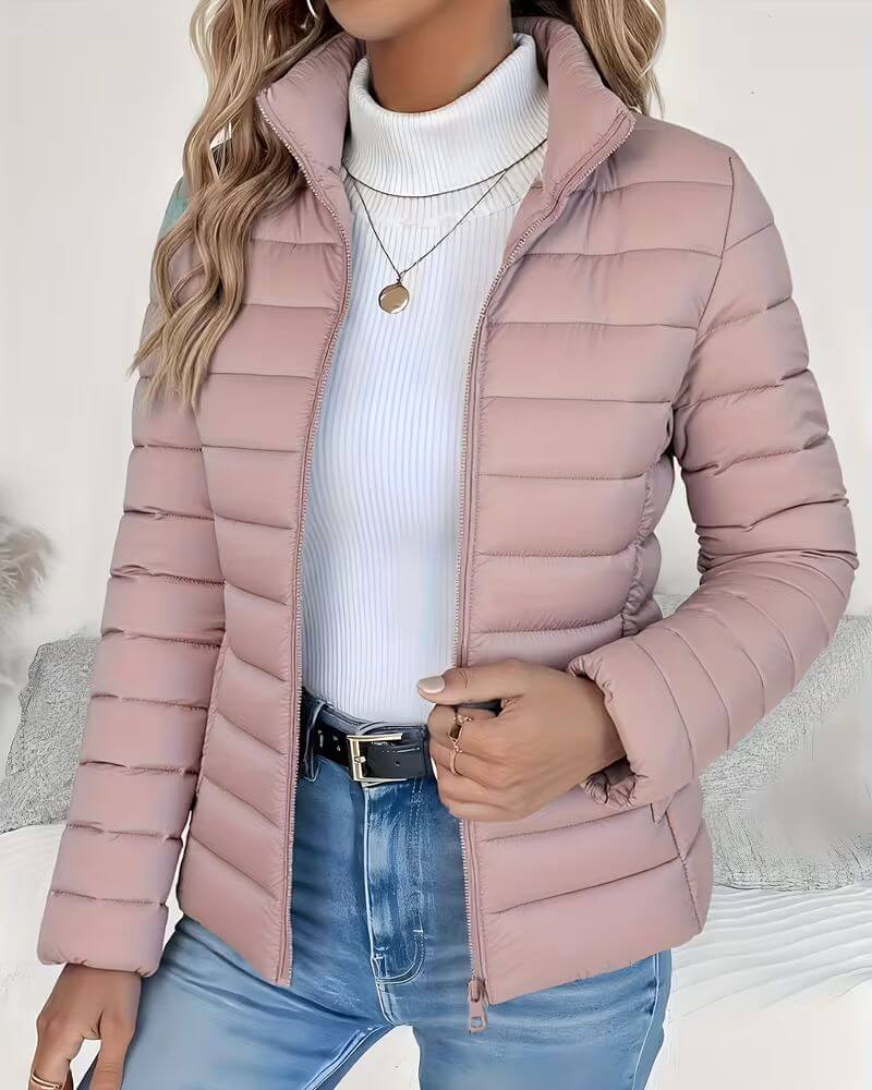 Puffer Jacket Lightweight Stand Collar Zip — view 4