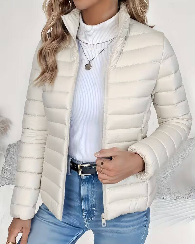 Puffer Jacket Lightweight Stand Collar Zip — view 5