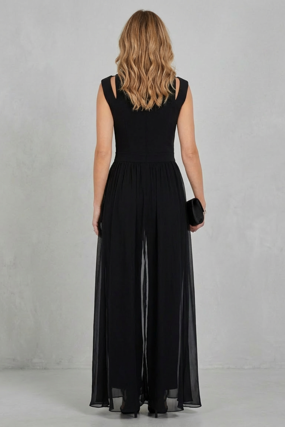 Sleeveless Jumpsuit Chiffon Wide-Leg Cutout — view 4