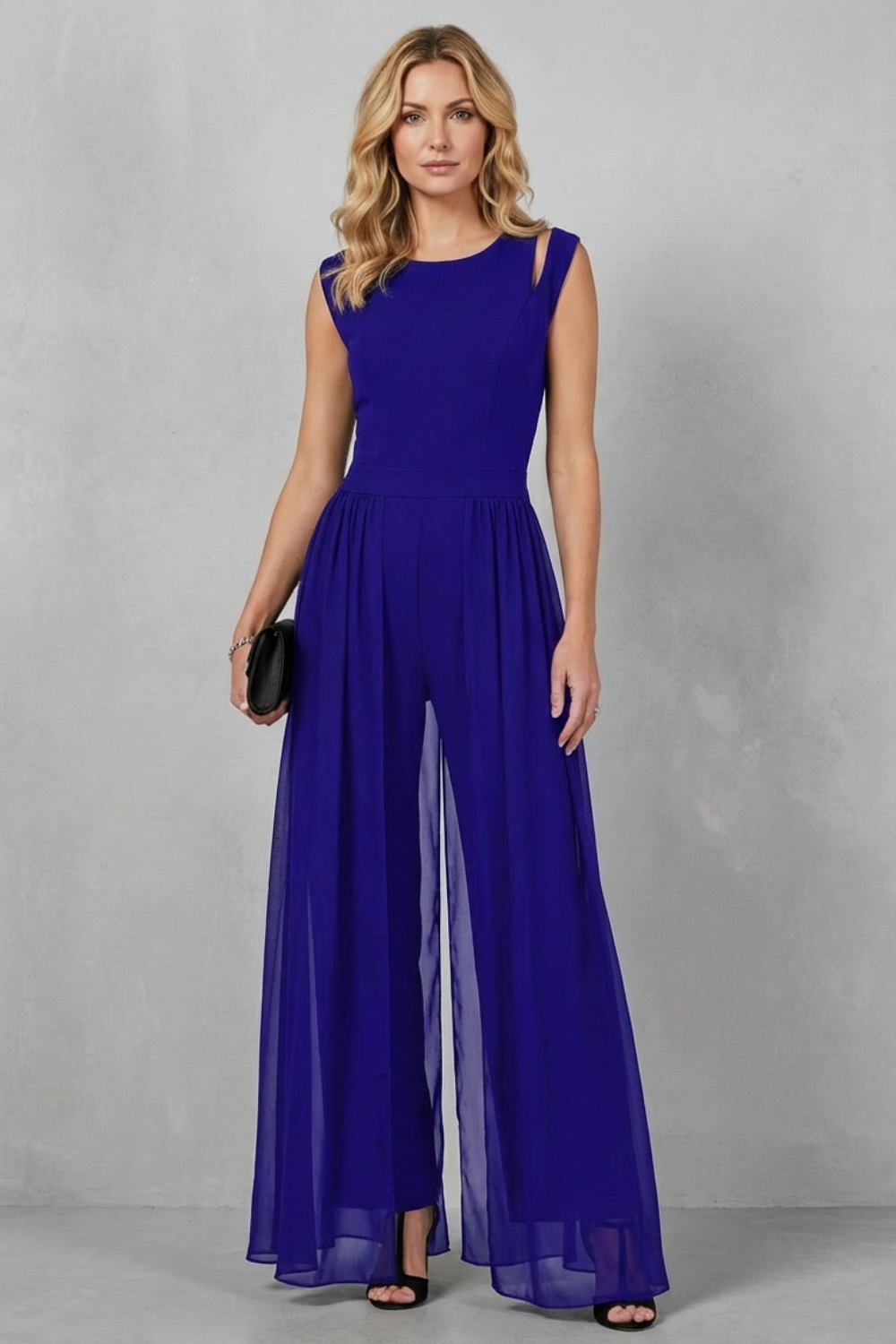Sleeveless Jumpsuit Chiffon Wide-Leg Cutout — view 6