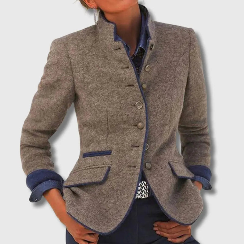 Wool Blazer Contrast Trim
