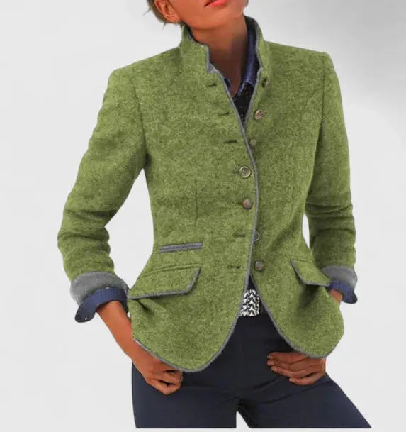 Wool Blazer Contrast Trim — view 4