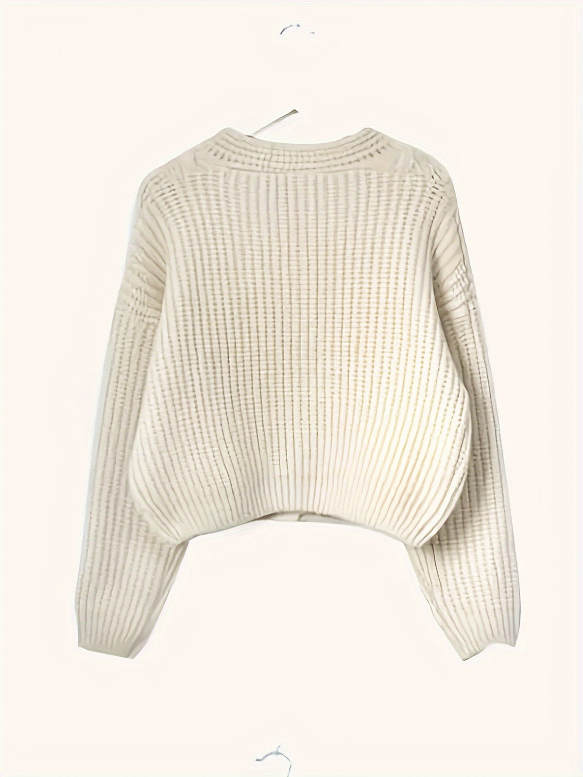 Cardigan Cream Chunky Knit V-Neck Button-Front