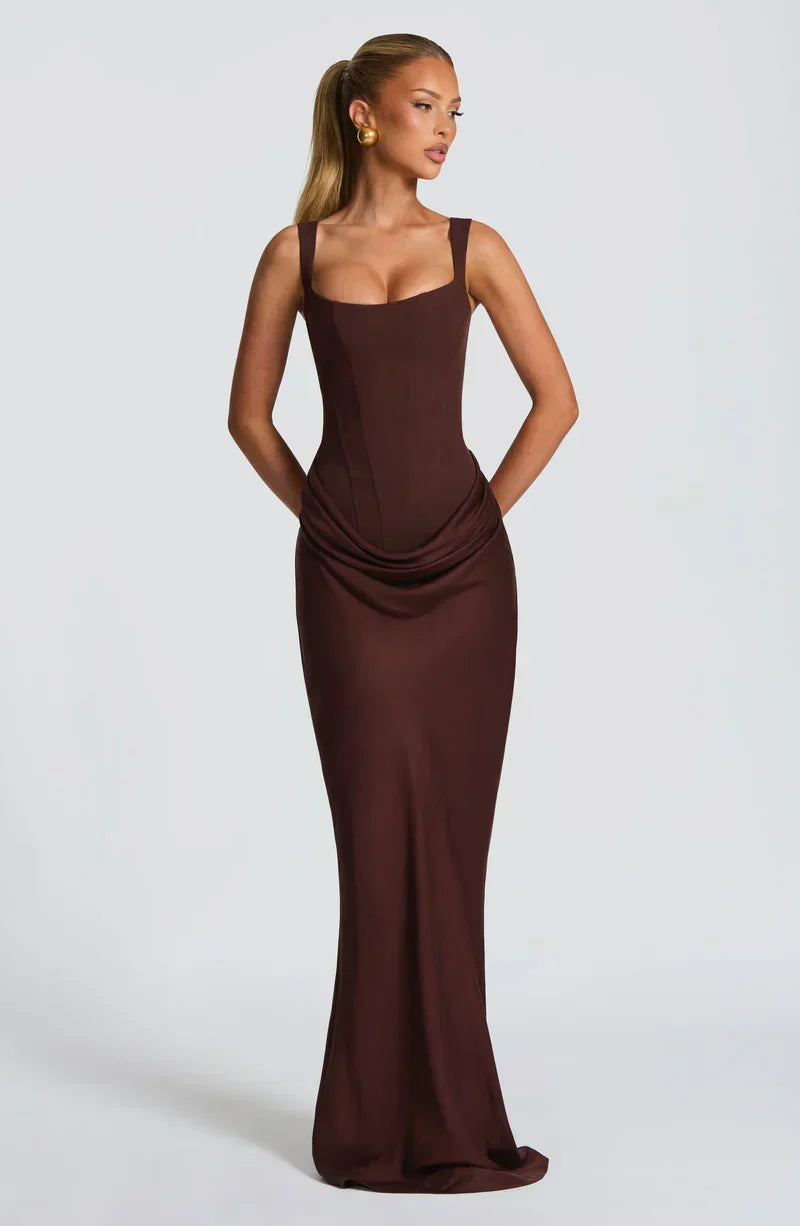 Maxi Dress Satin Corset Draped