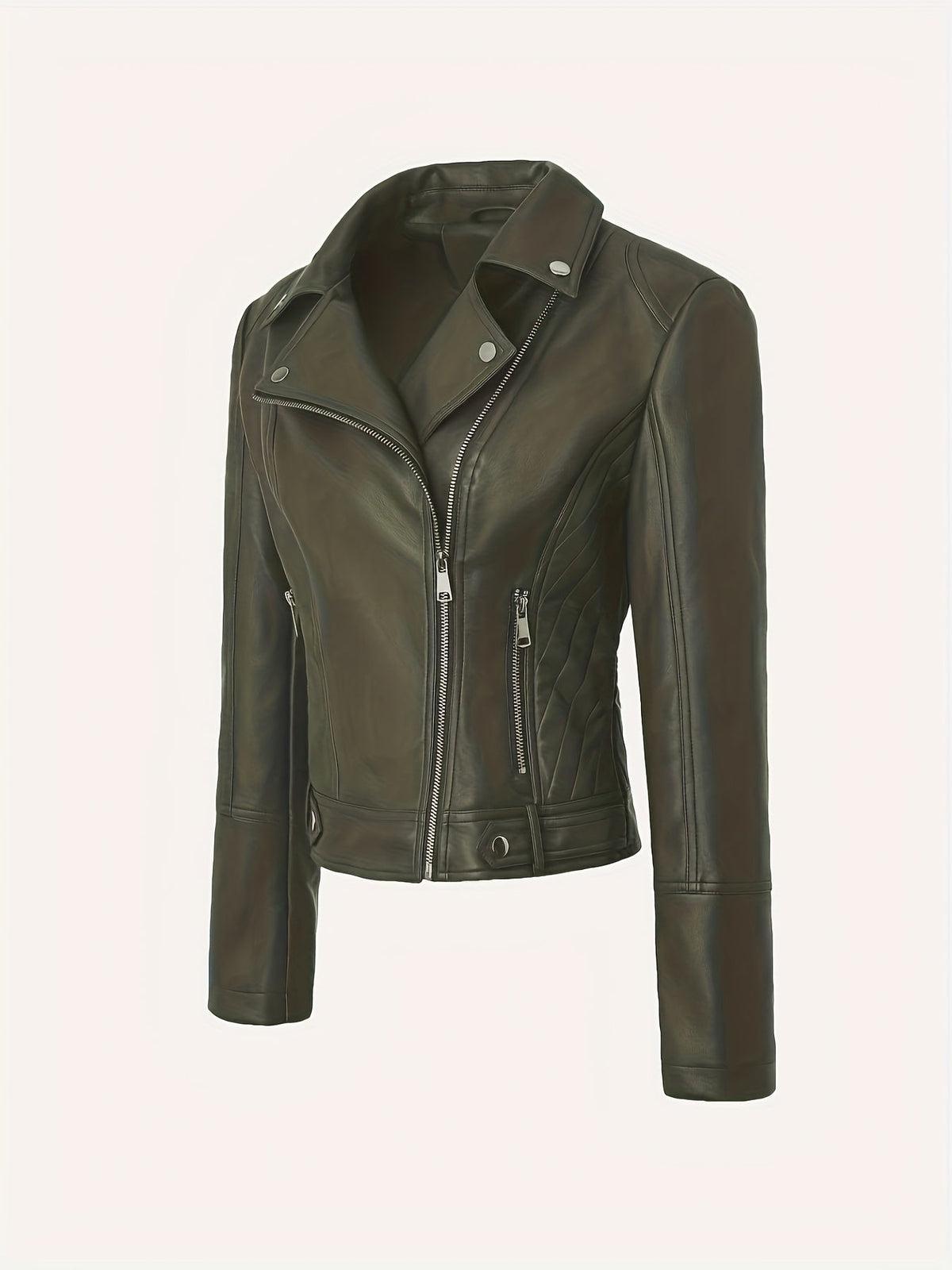 Biker Jacket Faux Leather Asymmetric Zip — view 4