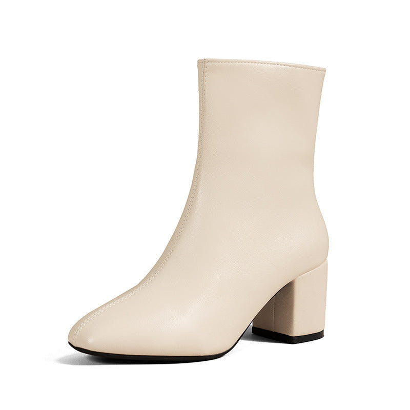 Ankle Boots Faux Leather Block Heel — view 3