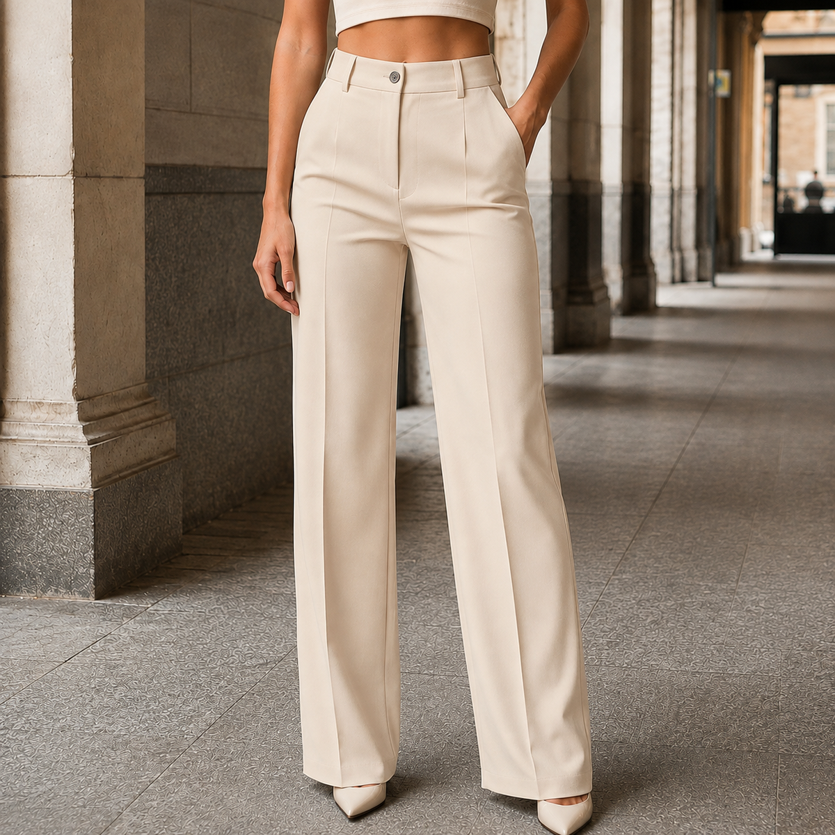 Wide-Leg Trousers Tailored High-Waisted — view 5