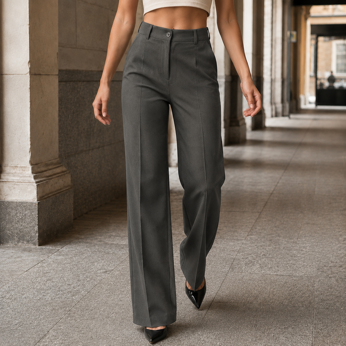 Wide-Leg Trousers Tailored High-Waisted — view 6