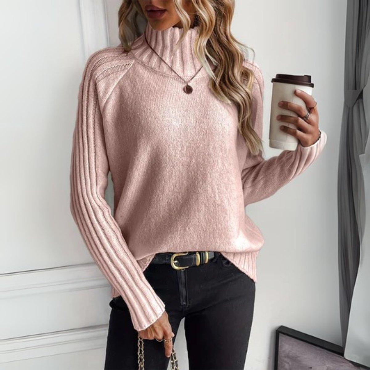 Turtleneck Sweater Knit Relaxed Fit — view 3