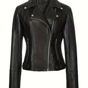 Biker Jacket Faux Leather Asymmetric Zip