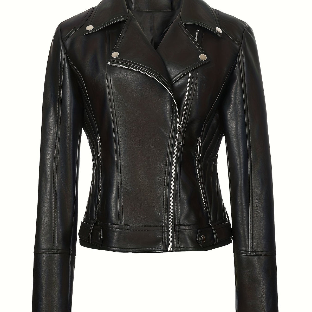 Biker Jacket Faux Leather Asymmetric Zip