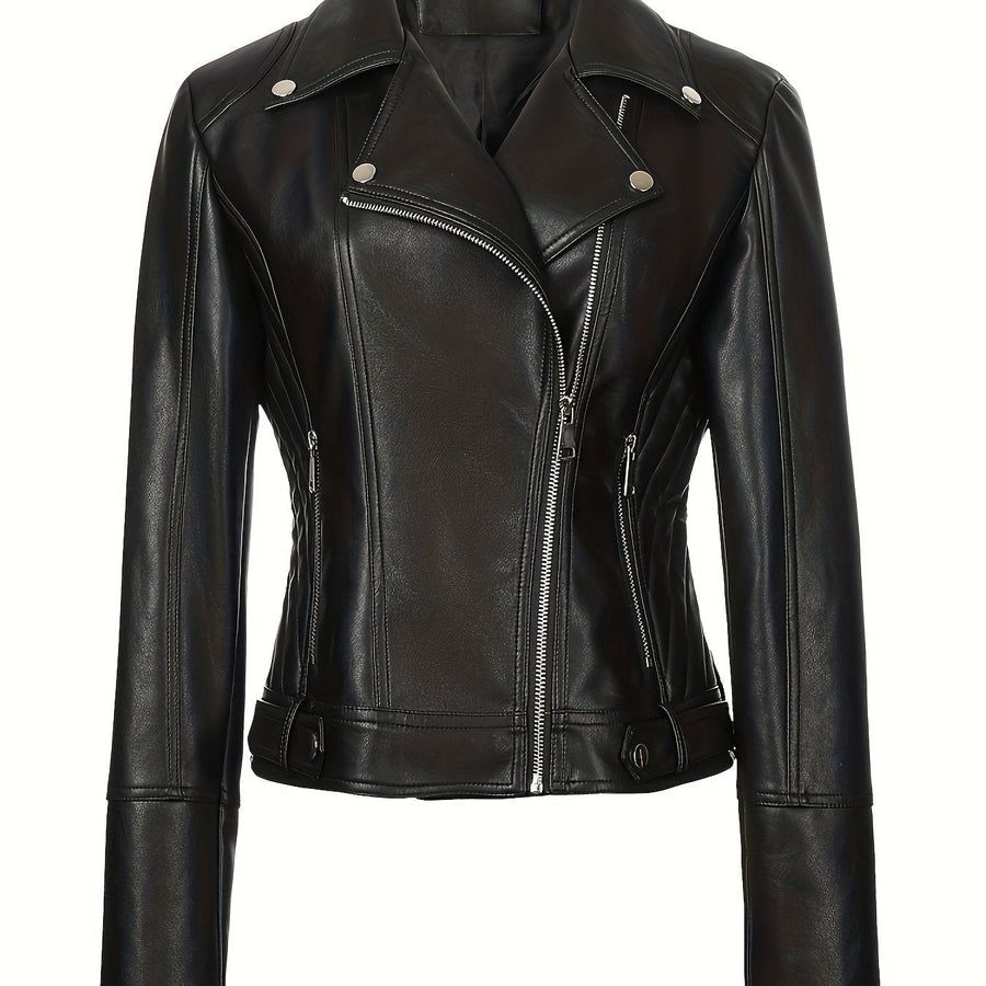 Biker Jacket Faux Leather Asymmetric Zip