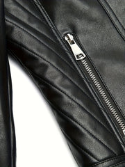 Biker Jacket Faux Leather Asymmetric Zip — view 7