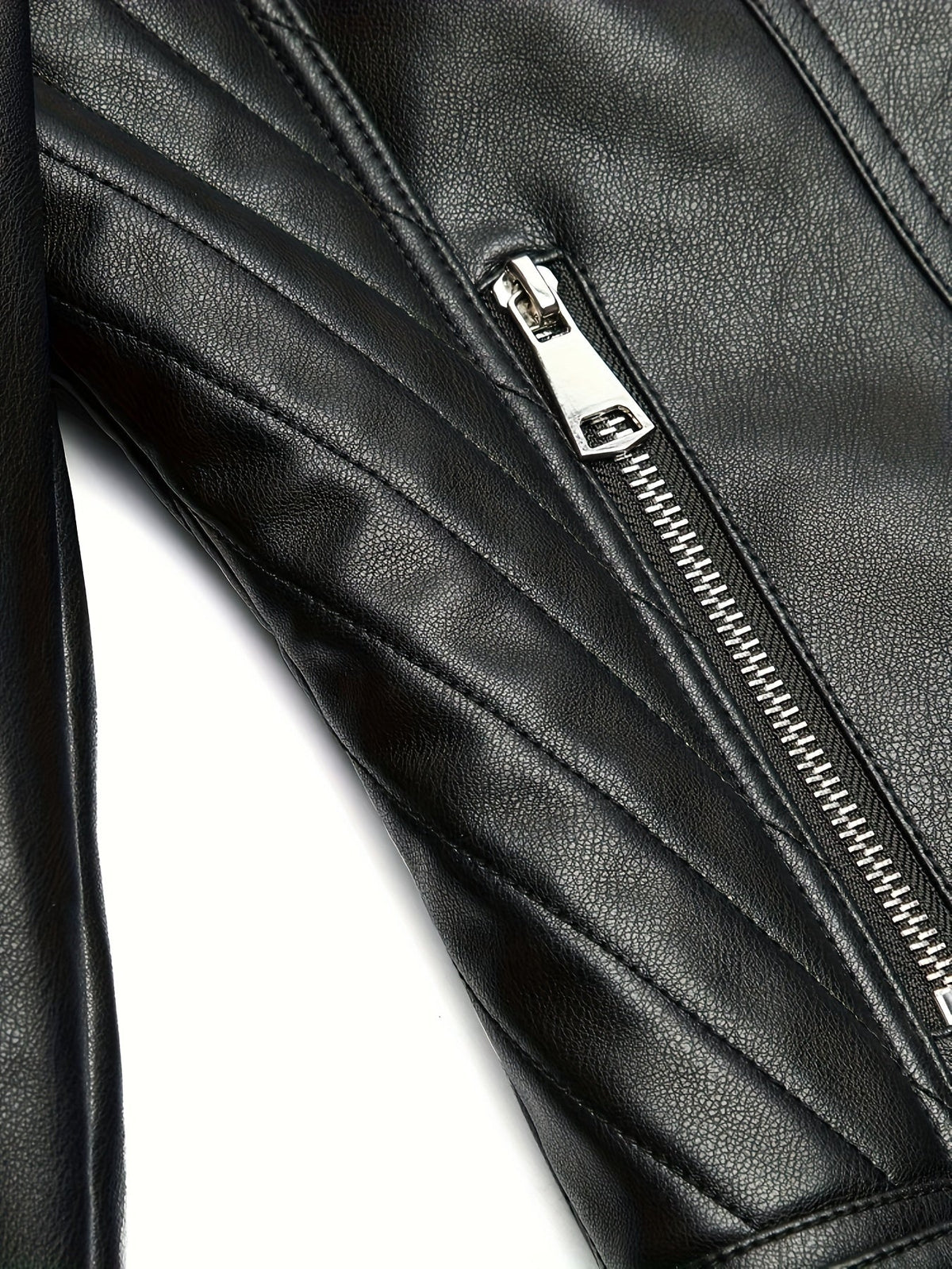 Biker Jacket Faux Leather Asymmetric Zip — view 7