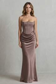 Maxi Dress Satin Strapless Corset Draped — view 10