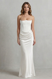 Maxi Dress Satin Strapless Corset Draped — view 2
