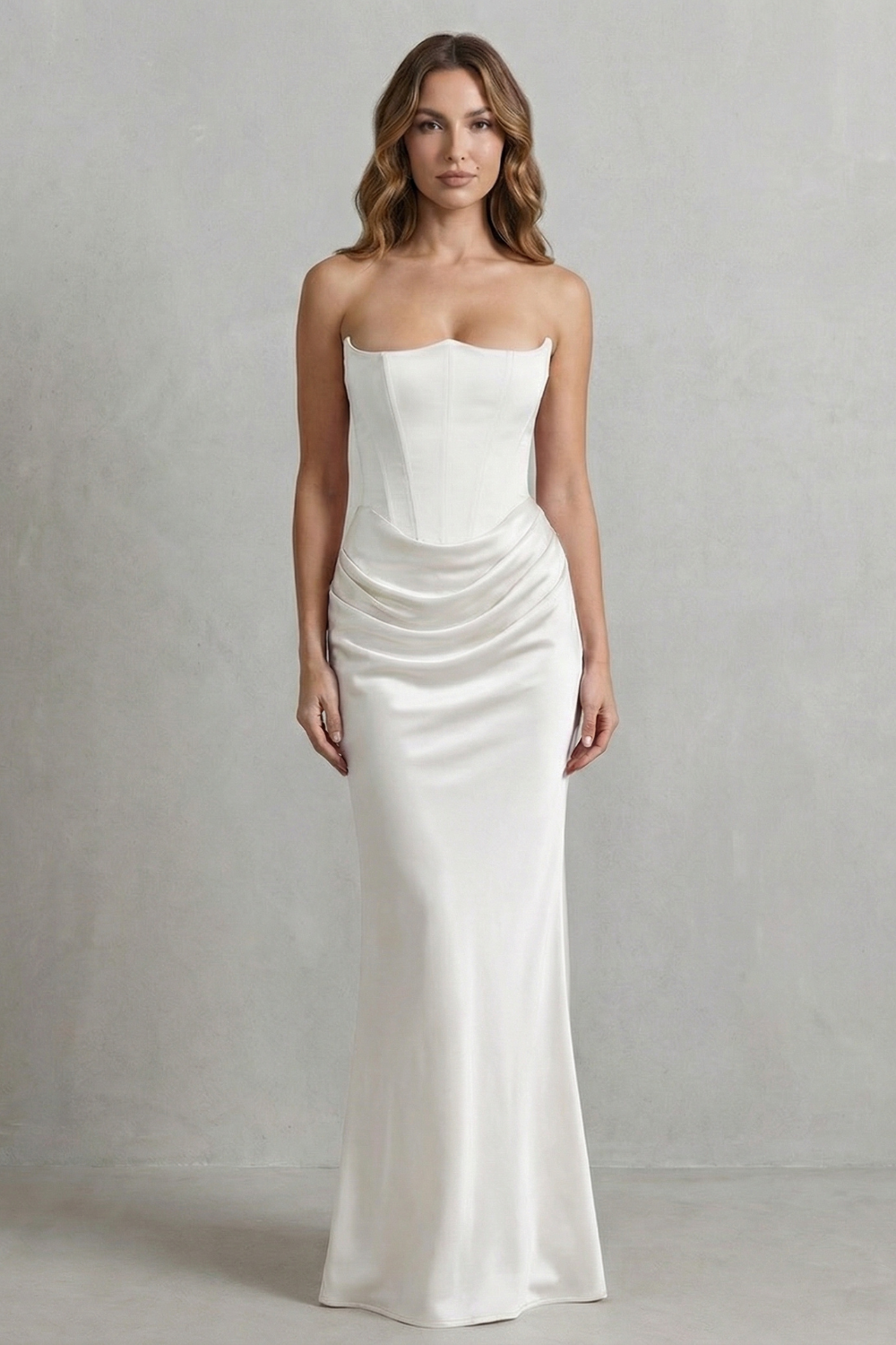 Maxi Dress Satin Strapless Corset Draped — view 2