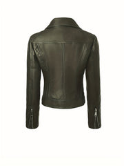 Biker Jacket Faux Leather Asymmetric Zip — view 3