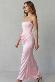 Maxi Dress Satin Strapless Corset Draped — view 3