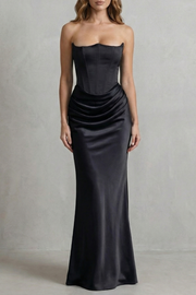 Maxi Dress Satin Strapless Corset Draped — view 5
