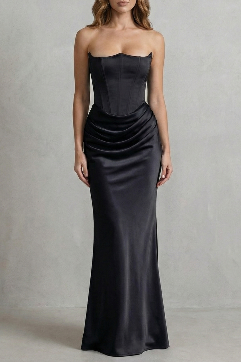 Maxi Dress Satin Strapless Corset Draped — view 5