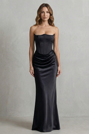 Maxi Dress Satin Strapless Corset Draped — view 6
