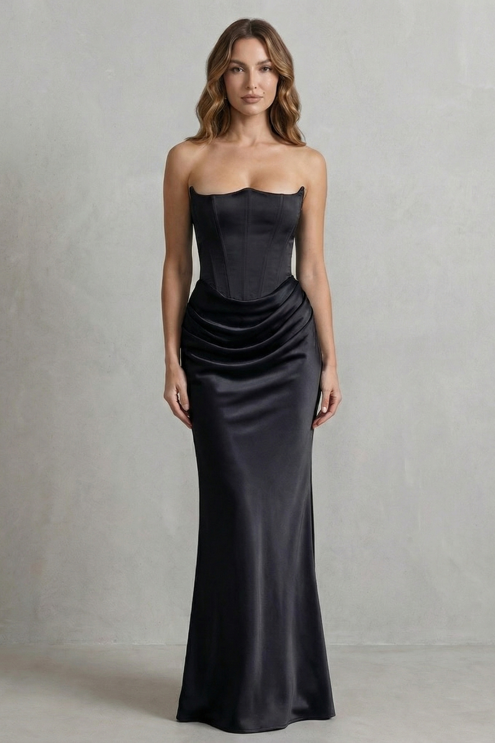 Maxi Dress Satin Strapless Corset Draped — view 6
