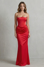 Maxi Dress Satin Strapless Corset Draped — view 8
