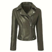 Biker Jacket Faux Leather Asymmetric Zip