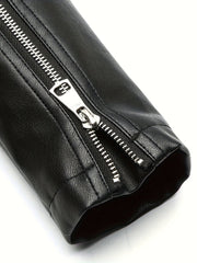 Biker Jacket Faux Leather Asymmetric Zip — view 9