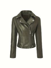 Biker Jacket Faux Leather Asymmetric Zip — view 2