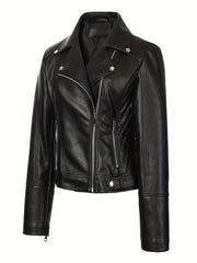 Biker Jacket Faux Leather Asymmetric Zip — view 2