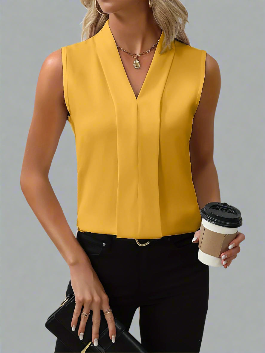 Sleeveless Blouse V-Neck — view 3