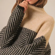 Turtleneck Wool Jumper Herringbone — view 3