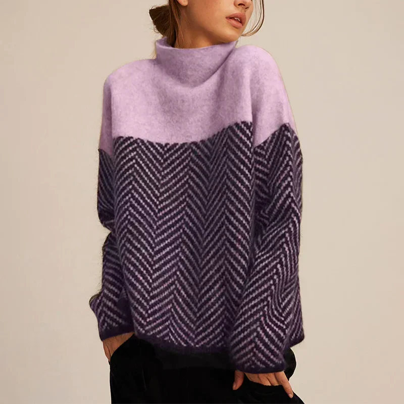 Turtleneck Wool Jumper Herringbone — view 5