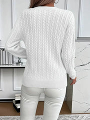 Cable-Knit Sweater Wool Crew Neck Long Sleeve — view 3