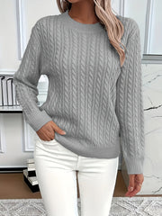 Cable-Knit Sweater Wool Crew Neck Long Sleeve — view 6