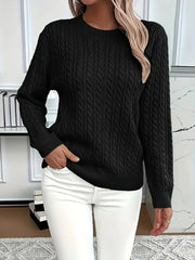 Cable-Knit Sweater Wool Crew Neck Long Sleeve — view 9