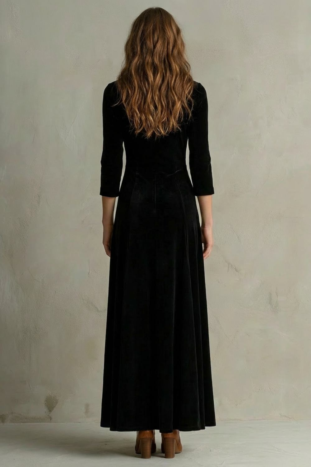 Maxi Dress Velvet Blazer Collar Button Front — view 4